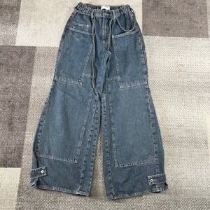 We The Free Free People CRVY Outlaw Wide Leg Carpenter Jeans Blue Womens Size XS